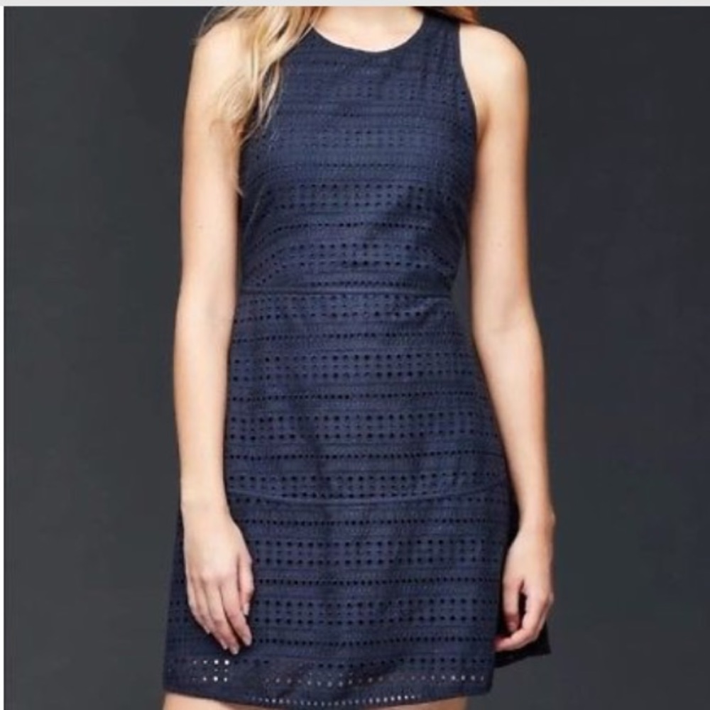 GAP NAVY EYELET DRESS NWT